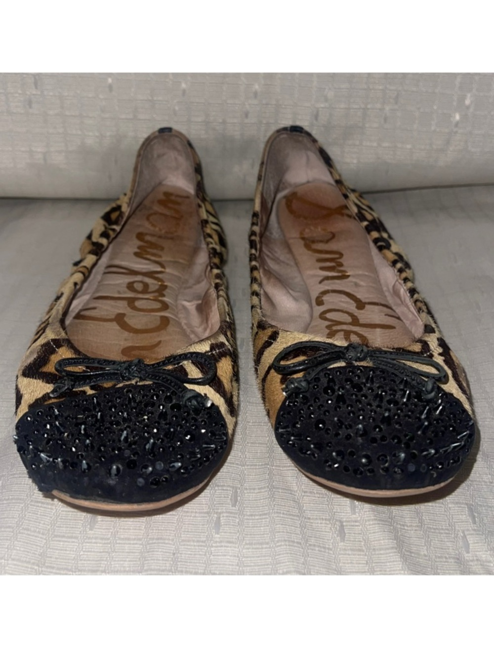 Sam Edelman Leopard-Print Flats with Black Studded Toe